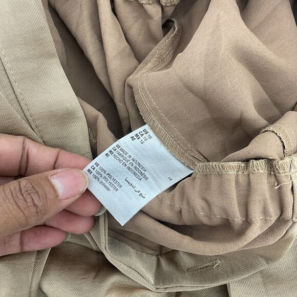 INC Brown Women's Long Sleeve Belted Jumpsuit Size 16 Polyester Preowned - Picture 4 of 5